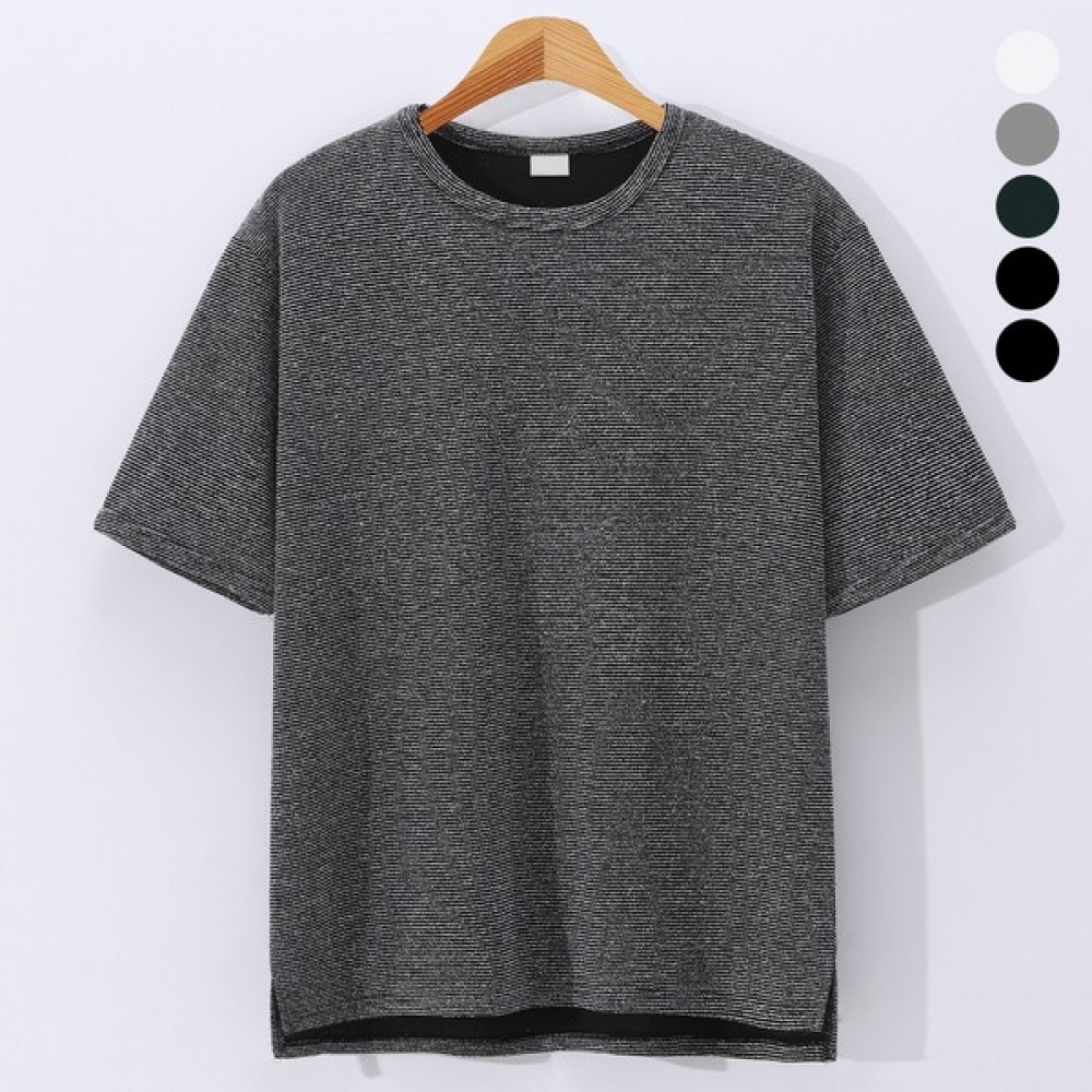 (ジュアンス) オーバーフィットボカシリブ編みラウンドショートスリーブ T シャツ EHRT9119