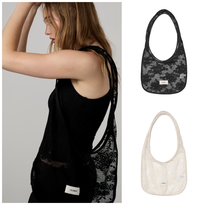 GLOWNY】 FLORAL LACE BAG : 2COLORS