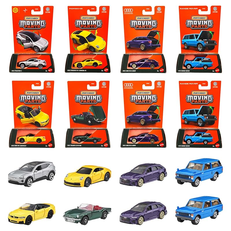 マッチボックス(Matchbox) ムービングパーツ アソート 乗り物おもちゃ ミニカー 8台入り BOX販売 3歳から マルチ 985F-FWD28