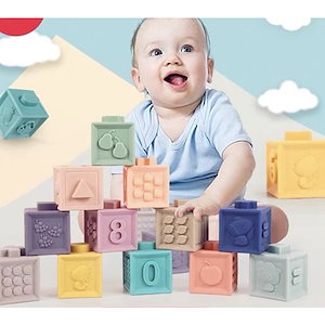 積み木 みてさわってたのしい パステルキューブ 赤ちゃん おもちゃ 出産祝い 知育玩具 お風呂 (1