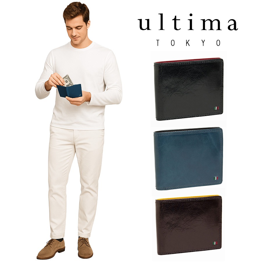 ultimaTOKYO 34533 ゼウス 二つ折り財布 折り財布 財布 ウォレット 小さめ 牛革 本革 レザー メンズ ユニセックス プレゼント ギフト 日本製 父の日 ブラック