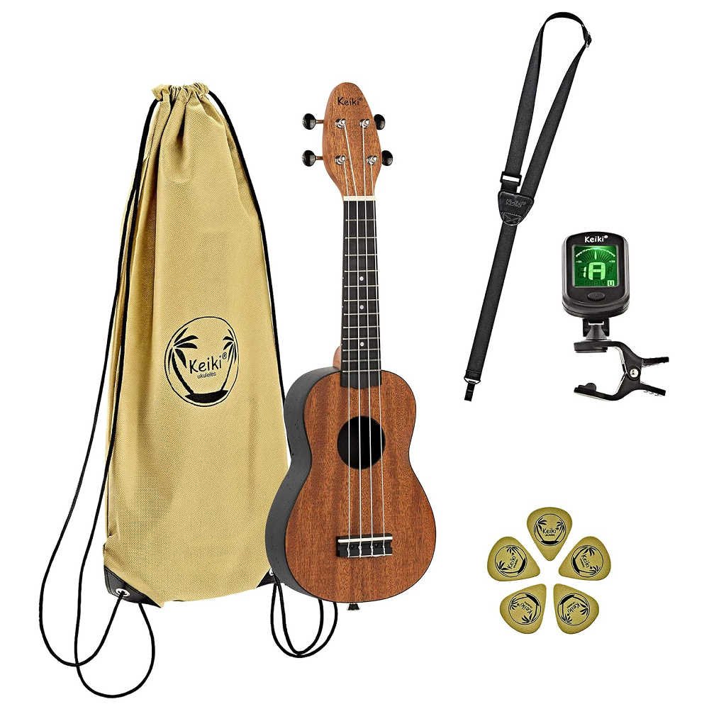入門向け ORTEGA ウクレレ セット ソプラノウクレレ　ケース・クリップチューナー・ピック5枚・ウクレレストラップ 付属 オルテガの本格的なウクレレセット ／ マホガニートップ・ABS樹脂ボディ