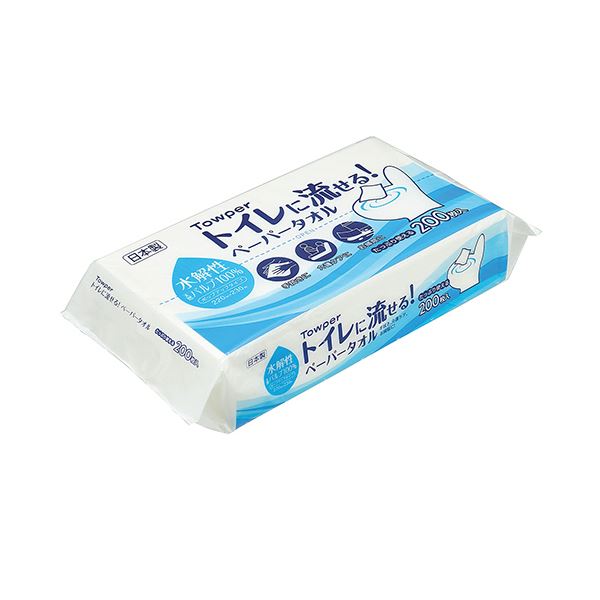 （まとめ）トライフ トイレに流せる！ペーパータオル 200枚 1パック [x50セット]