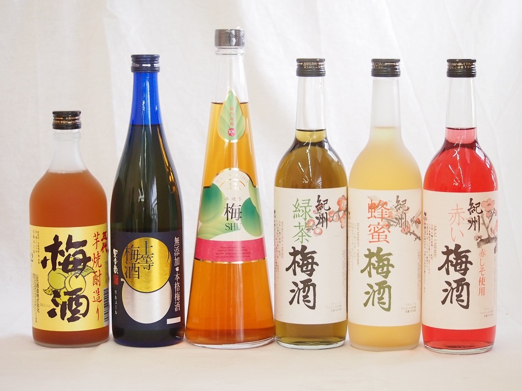 スペシャル梅酒6本セット(芋焼酎仕込五代梅酒(鹿児島) 手作り梅酒(宮崎県) 赤しそ赤い梅酒(和歌山