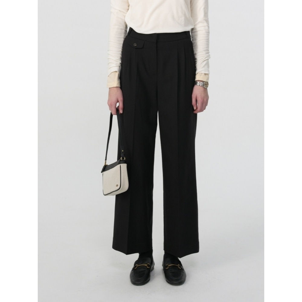 デパウンド TR ピンタックスラックスブラック