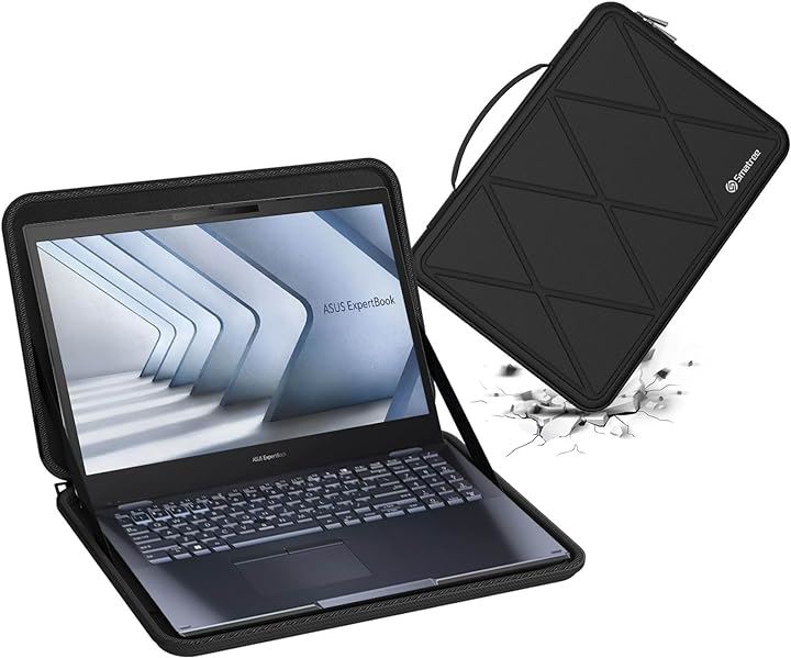 ハードEVA保護スリーブケース 15.6インチ ASUS ExpertBook B2 B2502C ノートパソコン専用ハードケース 防水 360度耐衝撃 (ブラック, Medium)