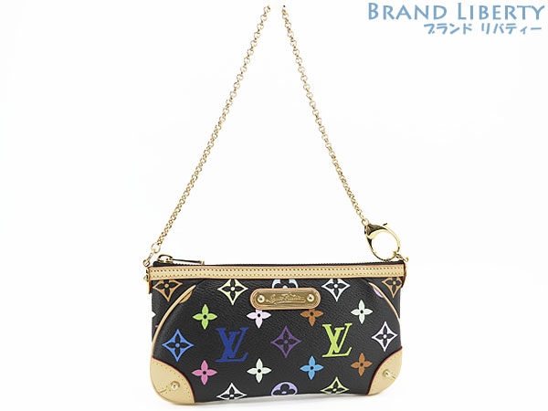 ほぼ新品ルイヴィトンモノグラムマルチカラーポシェットミラMMミニポシェットアクセサリーポーチフォンポーチブラックM60097