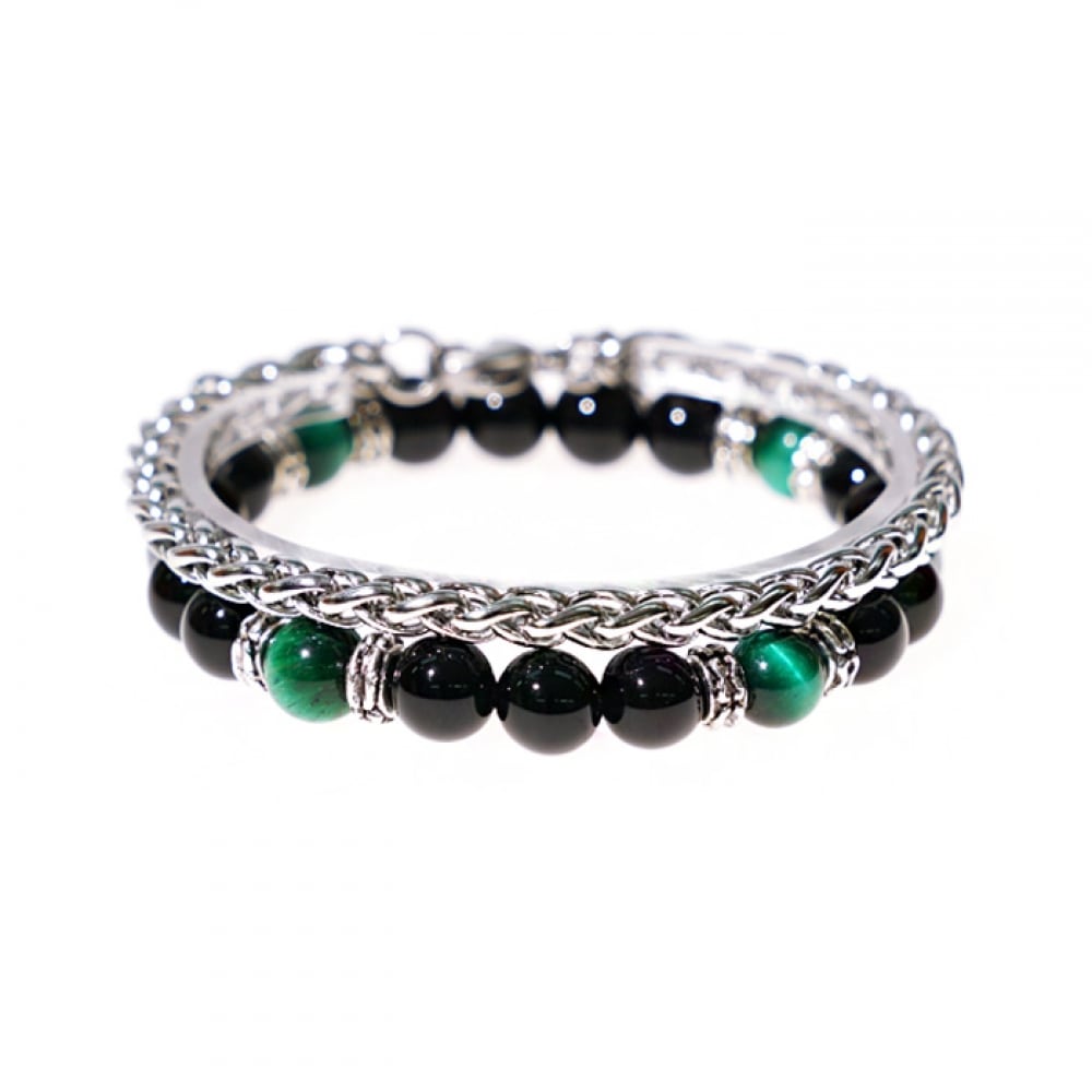 JBANS クラシックツインチェーン 229 グリーンタイガー 547 ブレスレットセット (C1901-SE124BK)