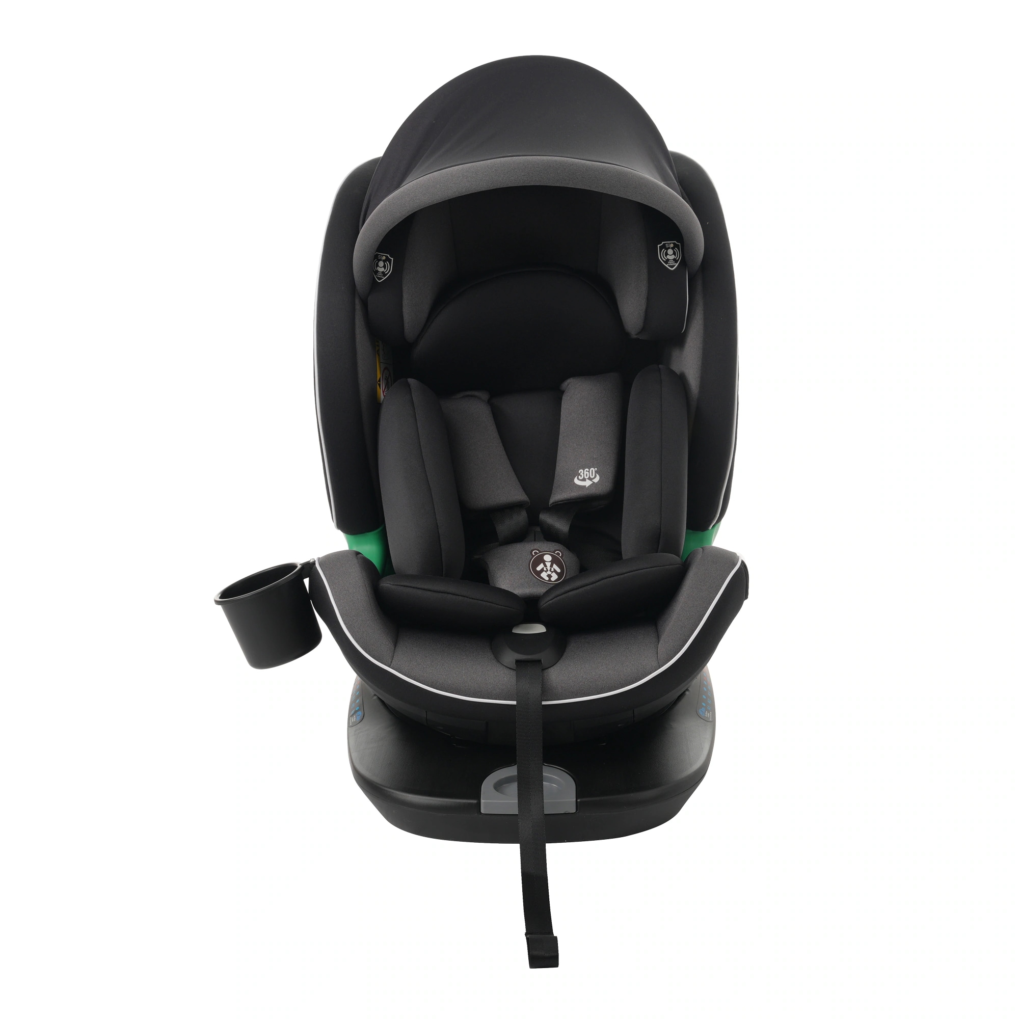 【トップテザータイプ】チャイルドシート 新生児 ISOFIX 0歳～12歳 360度回転式 40～150cm ジュニアシート 調節可能 洗える キャノピー付き ベビーシート ドリンクホルダー付き 出