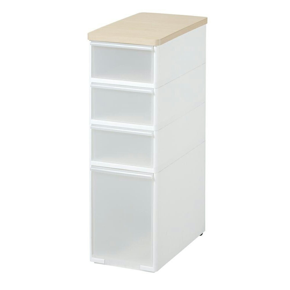 吉川国工業所 収納ストッカー 耐熱木天板ストッカーワイド 4段 （コロ付き） ホワイト MS-103WT