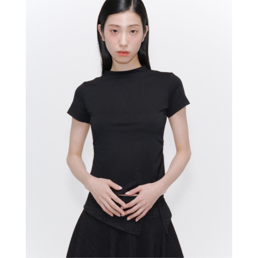 MISEKI SEOUL Mock neck pintuck sleeves BLACK MSK251TS01B