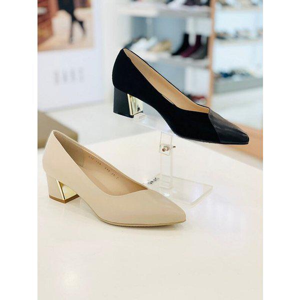 女性4cmブロックヒールスティレットパンプスヒールdif124 (P001703229)