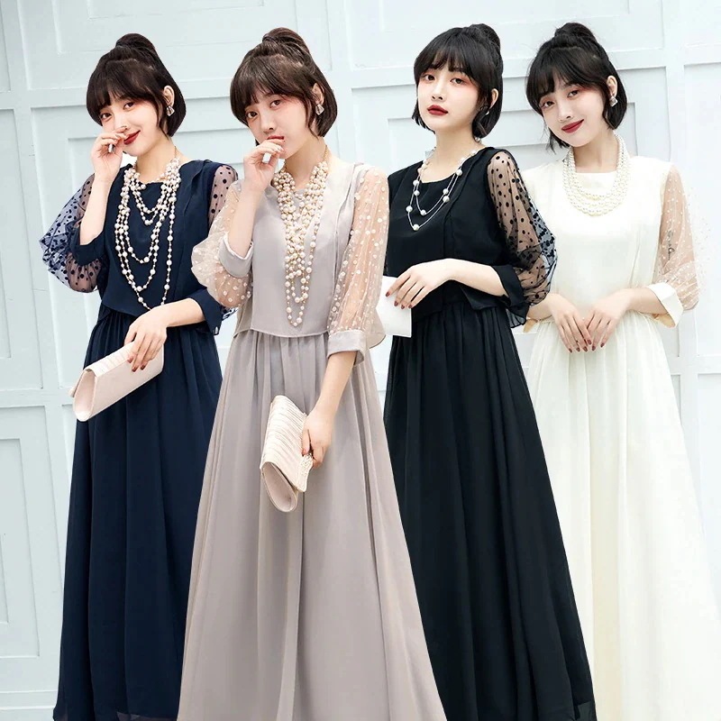 新作 2024新作 ドレス 結婚式 お呼ばれ パーディー ミモレ丈 パーティードレス レースドレス ワンピース おしゃれ シフォン