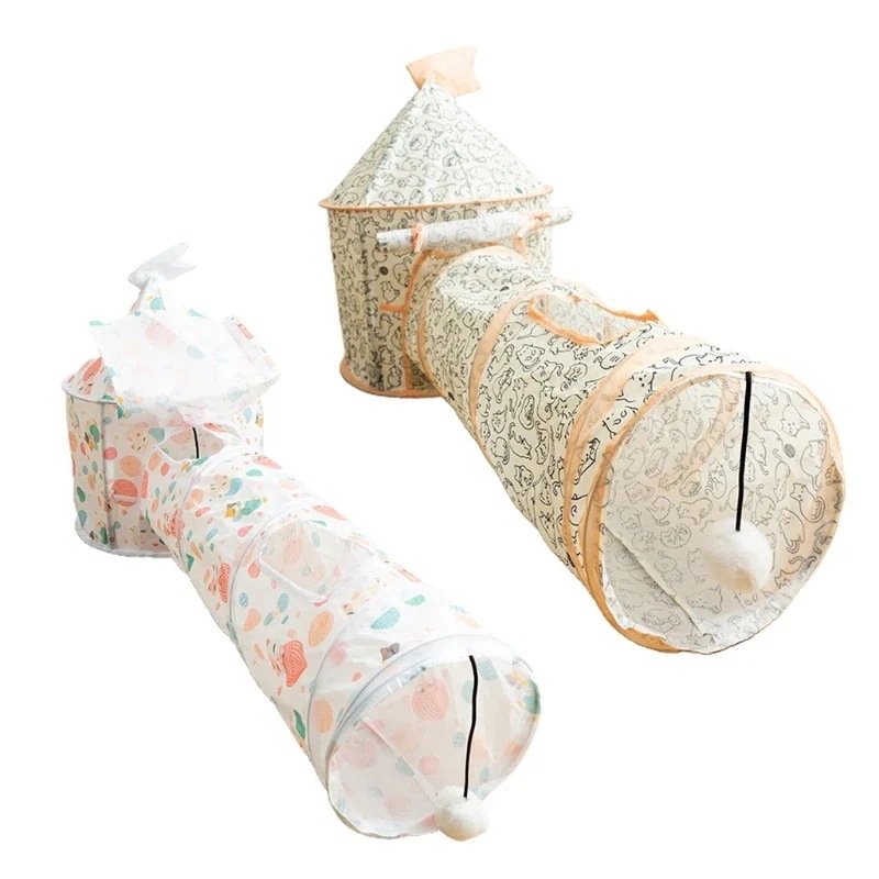 ペット用プレイトンネルマット 子猫と犬用 折りたたみ式 柔らかい猫のトンネルチューブ おもちゃ ペット 遊ぶギフト