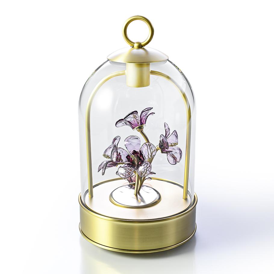 クリスタルフィギュア Garden Tales ハイビスカス LED ランタン パープル 5619240 災害時 緊急時 使用可能 インテリア オブジェ 置物