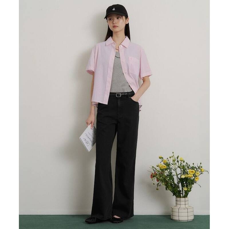 BEANPOLE LADIES セミワイド ブラック 軽量デニム (BF6421C875) BF6421C875 406168