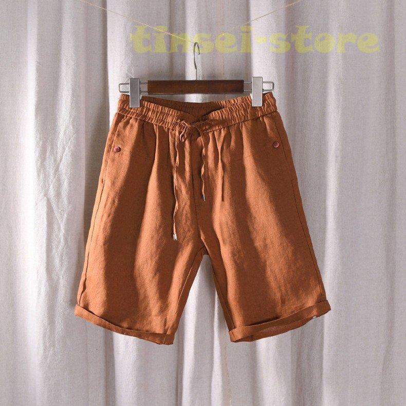 新モデル発売 ハーフパンツ メンズ 亜麻 リネンパンツ 麻 無地 ショートパンツ ボトムス 夏 涼しい 利用可能なポイント