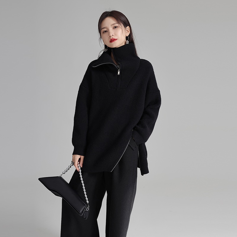 【J.Fashion】 タートルネック ニット ファスナー レディース セーター 関連商品は店で購入可能