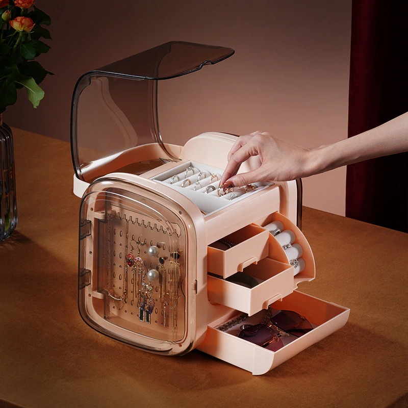 収納ボックス 大容量 蓋付き 防塵防水 引き出し付き小物収納ボックス 持ち運び便利 メイクボック