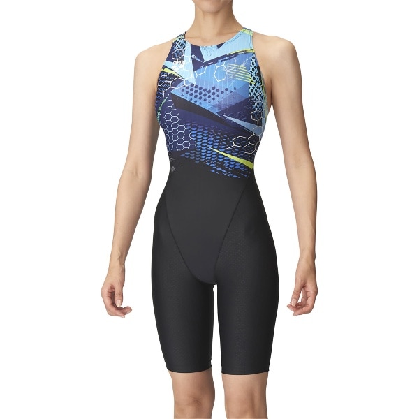 ARENA アリーナ レーシングワンピーススパッツ オープンバック ハーフレッグ 水泳 水着レディース競泳用 FINA公認 AS4FRC57W-BKBL