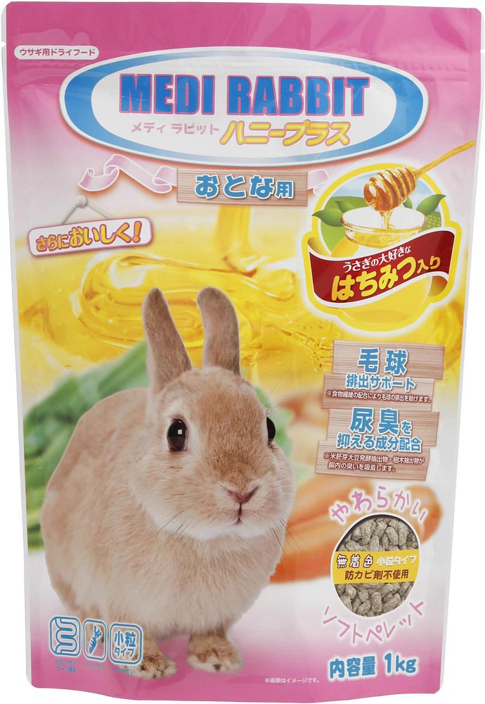 （まとめ買い）ニチドウ メディラビットアダルトソフトハニープラス 1kg ウサギ用フード [x4]