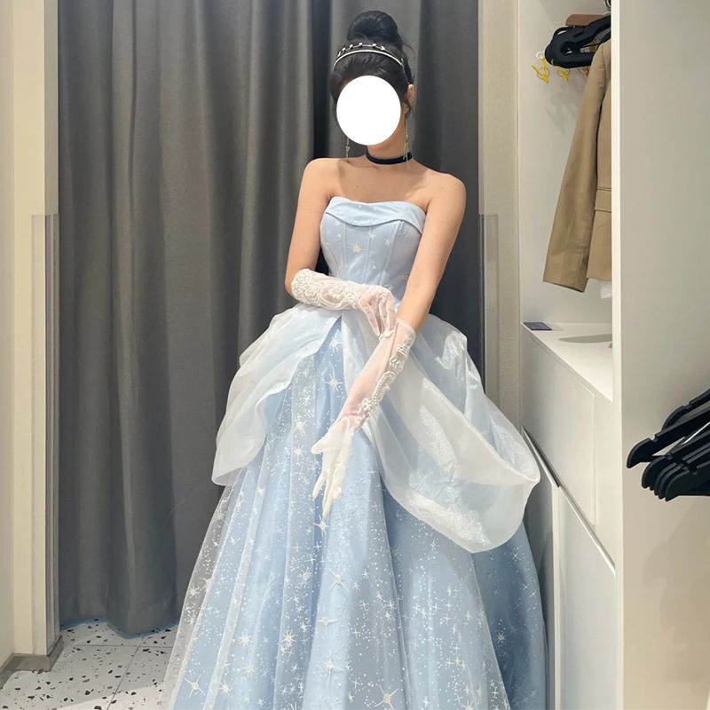 プリンセス風宴会イブニングドレス女性用2024年歳成人式エレガントな気質学生美術試験司会