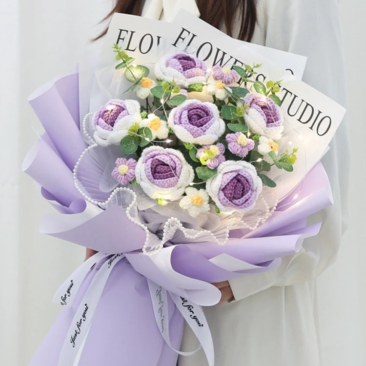 (花束みたいな恋をした)卒業シーズン誕生日プレゼントニットローズ模擬フラワーウール完成品ニット永遠の花ガールフレンドと親友