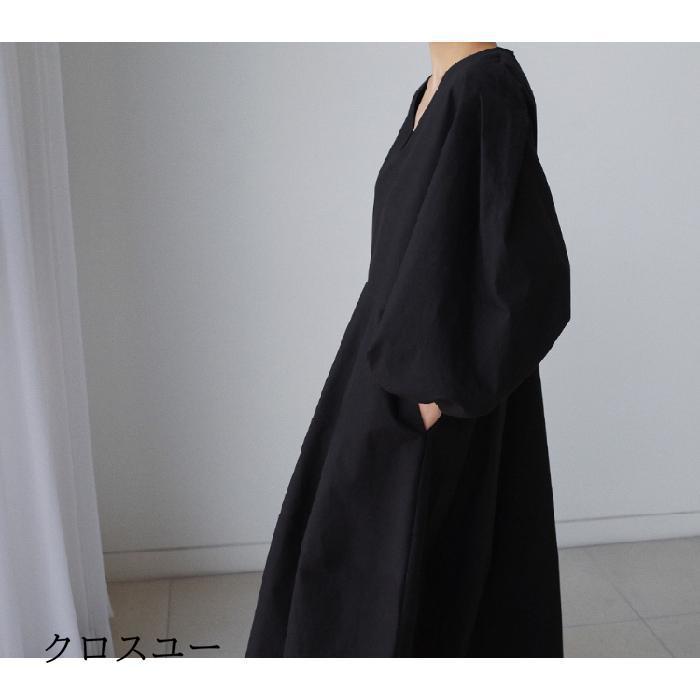 ワンピース ロングワンピース コットンリネン ワンピース 大きいサイズ Vネック 長袖 無地 体型カバー カジュアル きれいめ ウエストリボン