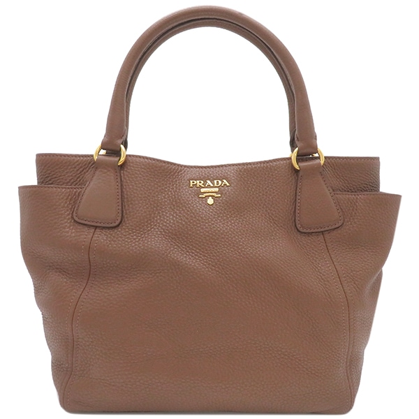 プラダ PRADA 2WAYバッグ メタルロゴ レザー PALISSANDRO ゴールド金具 茶 VIT.DAINO ショルダーバッグ ハンドバッグ BN2435【中古】