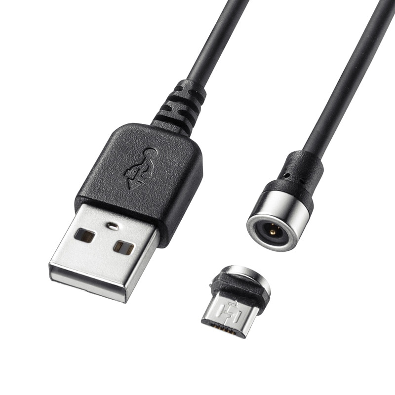（まとめ買い）Magnet脱着式microUSBケーブル 充電専用 ブラック 1m KU-MMG1 [x3]