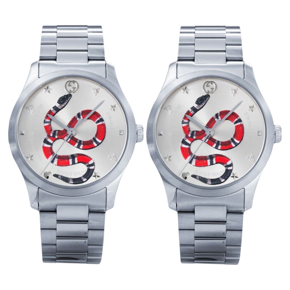 ペアウォッチ グッチ 腕時計 手表 メンズ 父の日 レディース 母の日 高級腕時計 Gタイムレス キングスネーク 蛇 蜂 星 ハート シルバー ブレスレット ラグジュアリー お揃い 夫婦 カップル 思