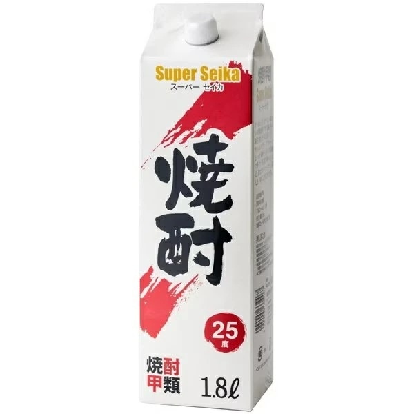 【送料無料】東亜酒造 スーパーセイカ パック 25度 1800ml 1.8L1ケース/6本【本州(一部地域を除く)は送料】 5,845円