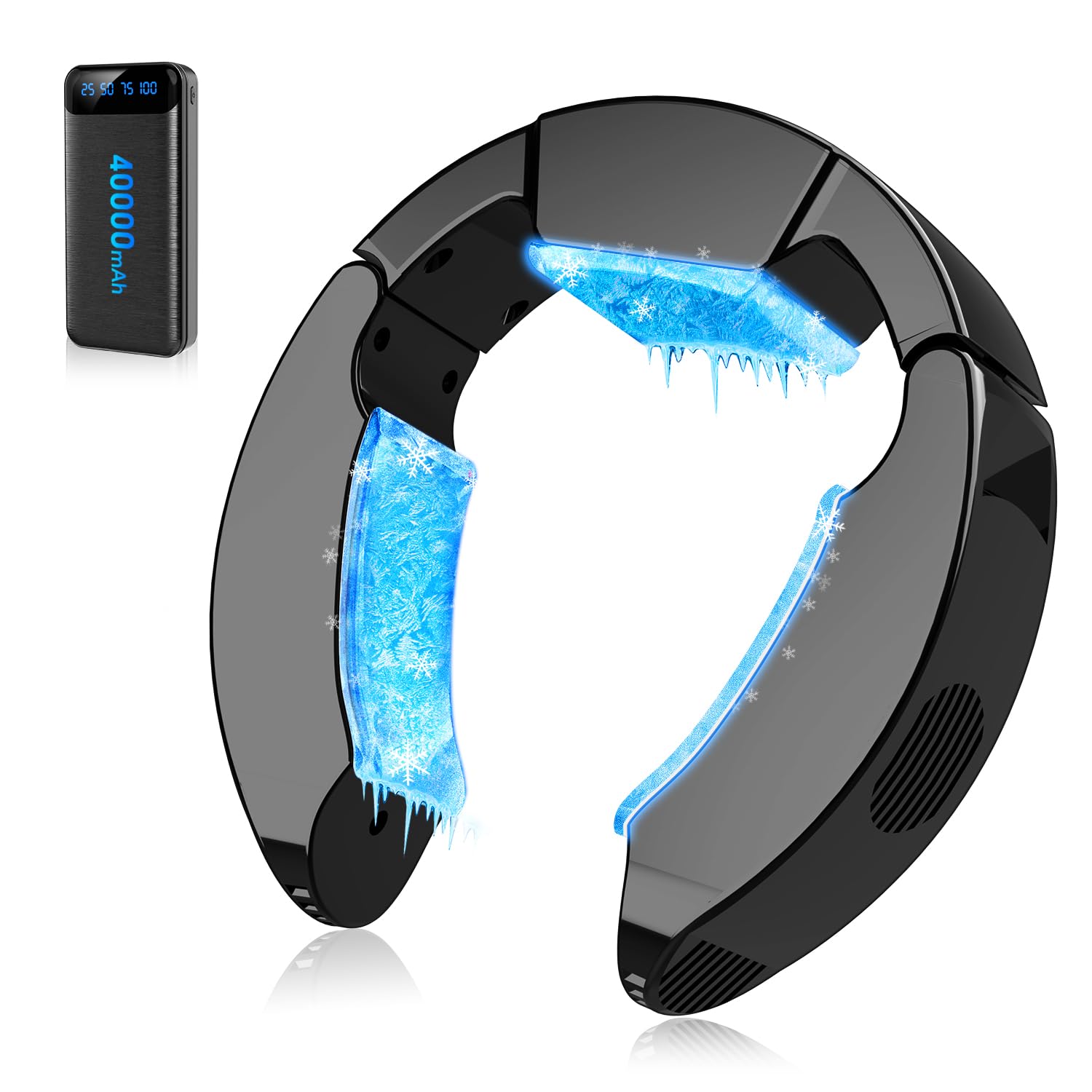 ネッククーラー 冷却プレート【2025超強冷却・40000mAh大容量】首掛け扇風機 ペルチェ素子 Type-C給電式 強弱モード 静音＆軽量 首掛けクーラー サイズと角度調整可 ネックエアコン 携帯