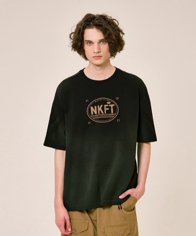 NKFT TWO TONE WASHING T-SHIRT [BLACK]