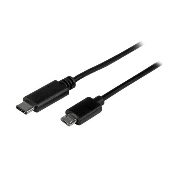 （まとめ） StarTech.com USB2.0ケーブル USB Micro-B オス（5ピン）-USB Type-C オス（24ピン）ブラック 1m USB2CUB1M 1本 [x3セット]
