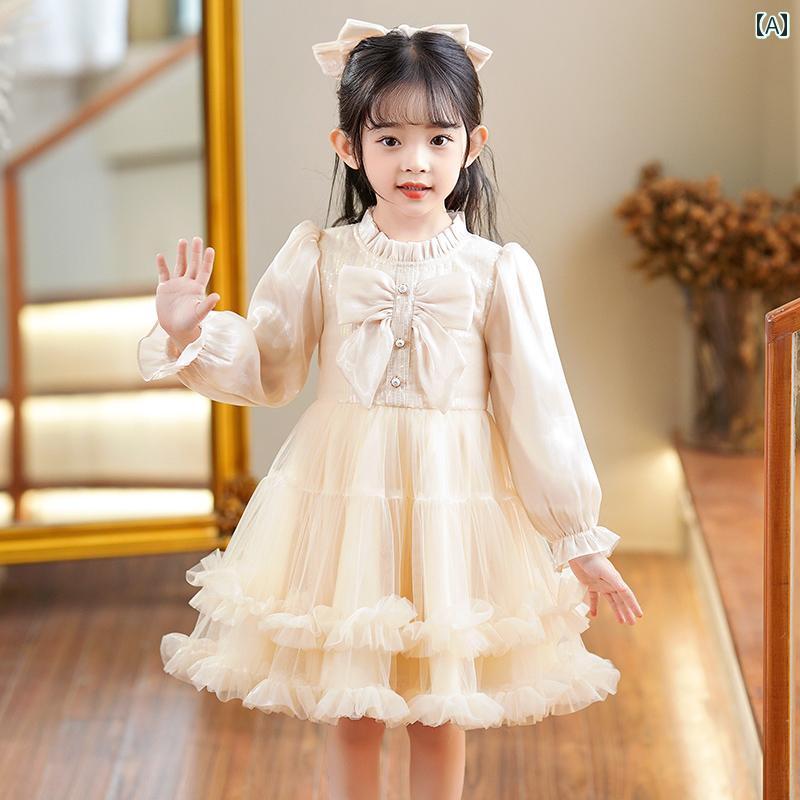 キッズ 女の子 ガール プリンセス お姫様 ドレス 夏ドレス チュチュ チュール ふんわり シフォン ボリューム スカート 春夏秋 子供 パフ フロントリボン 段々 ケーキスカート シアー 5,512円