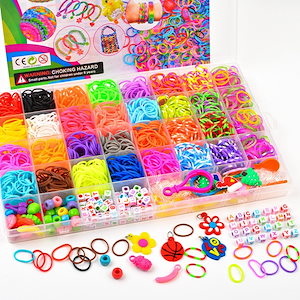 40グリッド 虹 手作り ニッター DIY カラフルな ゴムバンド 子供の 教育玩具 編み物 ブレスレット 2500個 メガ割