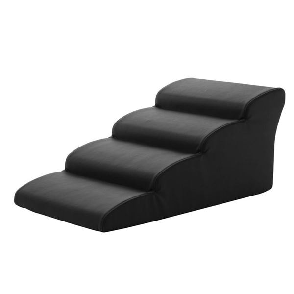 ドッグステップ/ペット用品 (4段 ブラック) 幅40.5cm 合皮/合成皮革張地 ウレタンフォーム (リビング 室内犬)