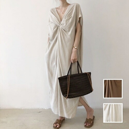 ワンピース カジュアル ロング マキシ丈ワンピ 韓国 ファッション レディース 春 夏 カジュアル コーデ シンプル 定番 セレカジ 20代 30代 40代 2025 オーバーサイズ リバーシブ