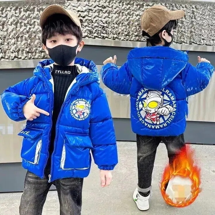 大好評 男児の綿服にベルベットを入れて冬服の新型ウルトラマン服を厚くする赤ちゃんの冬コート児童の綿上着のかっこいい潮