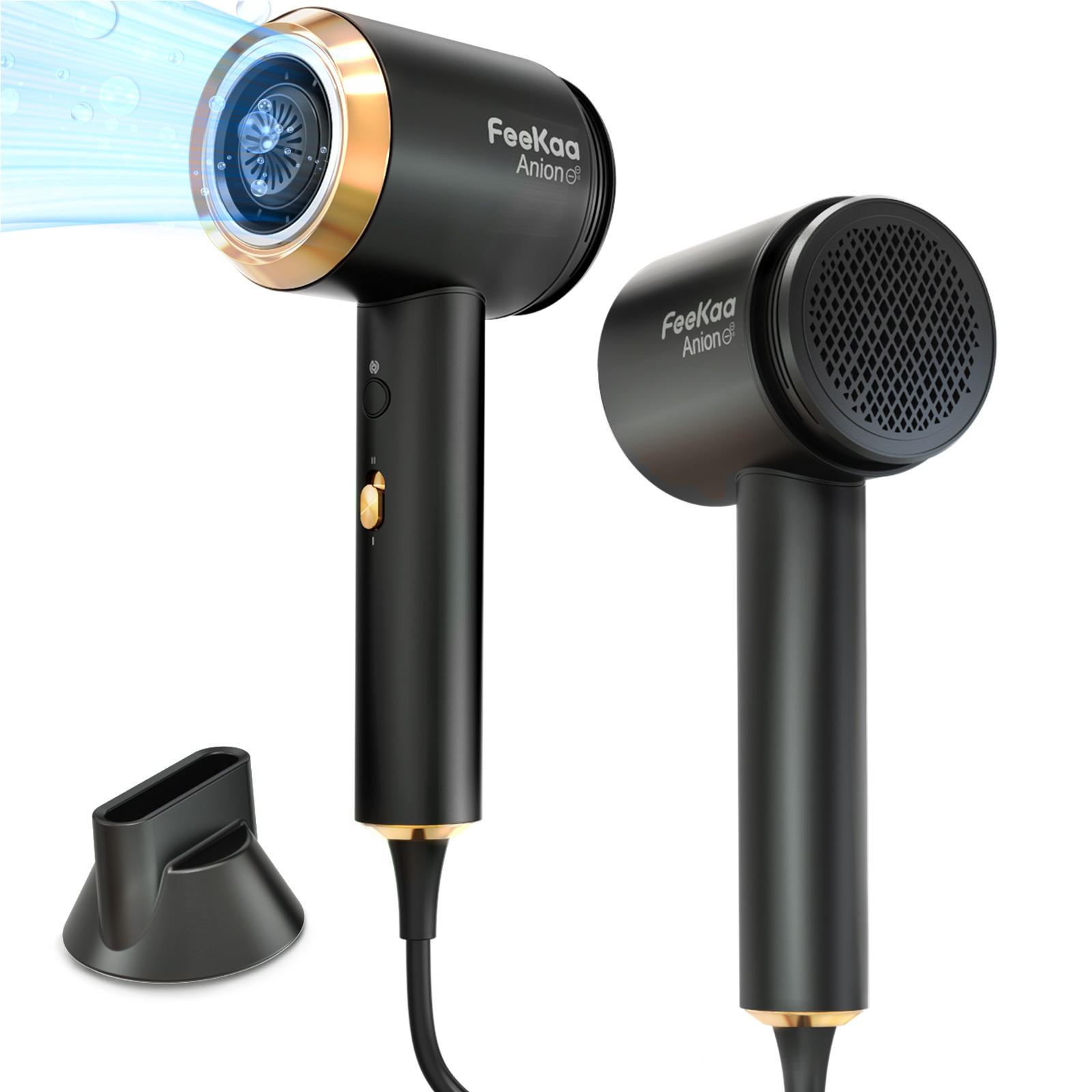 ドライヤー ヘアドライヤー 大風量 速乾 1億高濃度 マイナスイオン イオン 軽量 400g 低温 髪質改善 DCモーター スピーディー 4つの風温2つの風速モード ノズル付き 過熱防止機能 コンパク