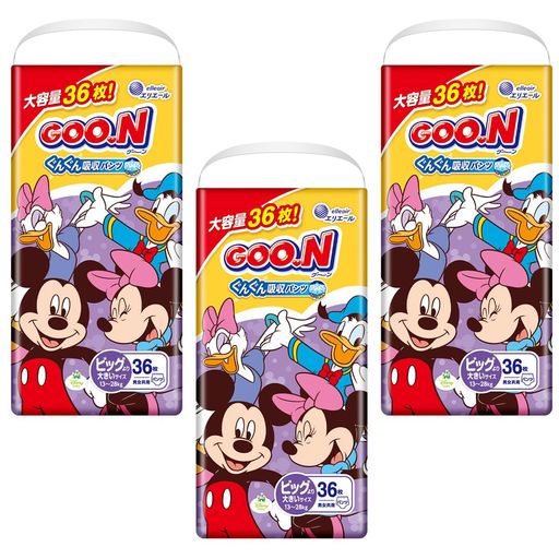 【パンツ BIGより大きいサイズ】 ぐんぐん吸収パンツ (まっさらさら通気) (13~25KG) 108枚(36枚×3) 男女共用 [ケース販売] 【AMAZON.CO.JP限定】 ディズニーデザイ
