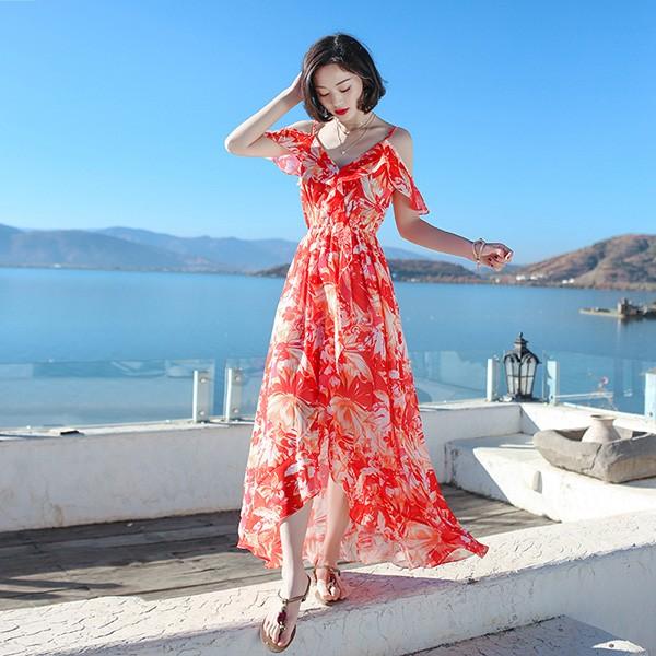 (最安値保証)体型カバー ゆったり セクシー キャミソール フリル 花柄 ロングワンピース ワンピース 夏春