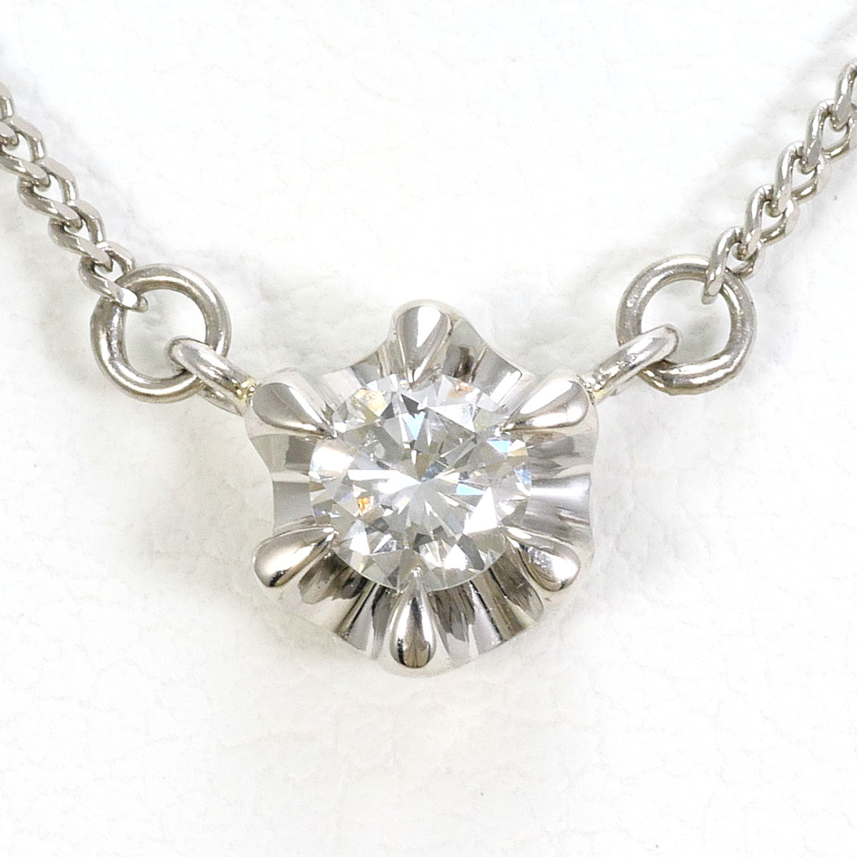 PT850 プラチナ ネックレス ダイヤモンド 0.18ct 総重量約2.9g 約41cm 中古