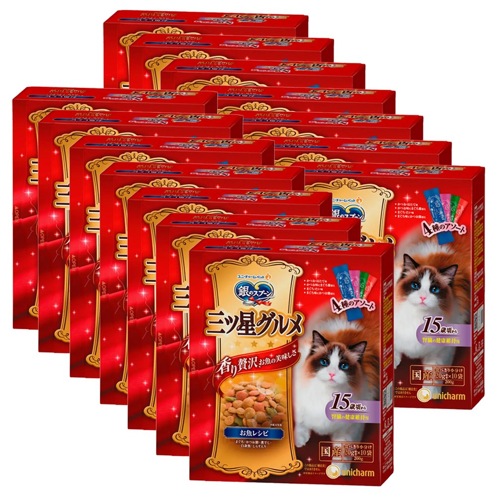 キャットフード　三ツ星グルメ　腎臓の健康維持用　１５歳が近づく頃から　４種のアソート　２００ｇX１４個　ＣＲＣ35―15―88―20―00