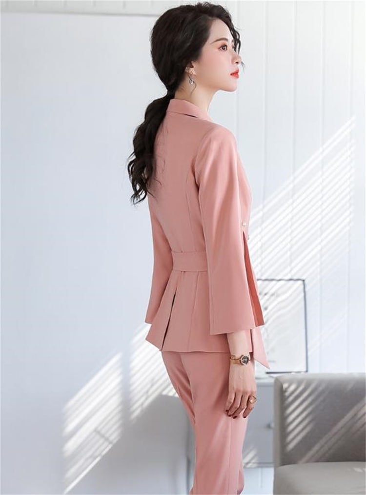 早い者勝ち 柔らかい 九分袖 スーツ レースアップ ロングパンツ 職業スーツ 新品 気質 修身 女性 ベルト ハーネス 3点セット