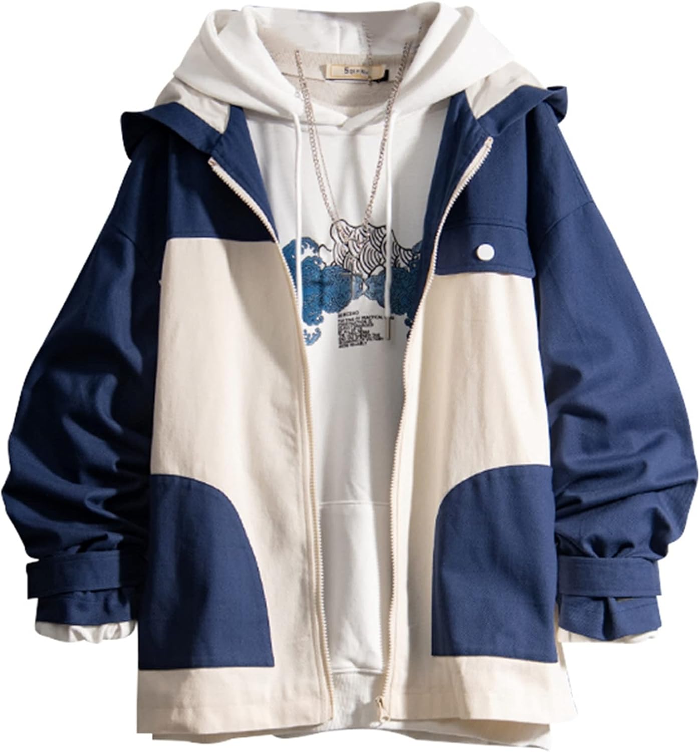 切り替え ジャケット メンズ パーカー ジップアップ フィット フード付き 着心地良い パッチワーク ファッション 肌触り良い カッコイイ カジュアル アウター トップス コットン 体型カバ