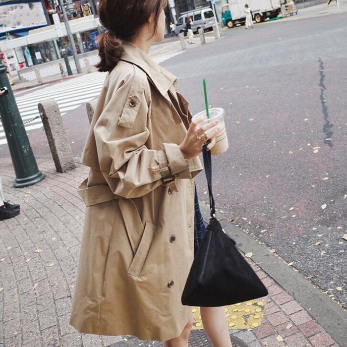 トレンチコート レディース スプリングコート チェスターコート ゆったり カジュアル アウター 無地