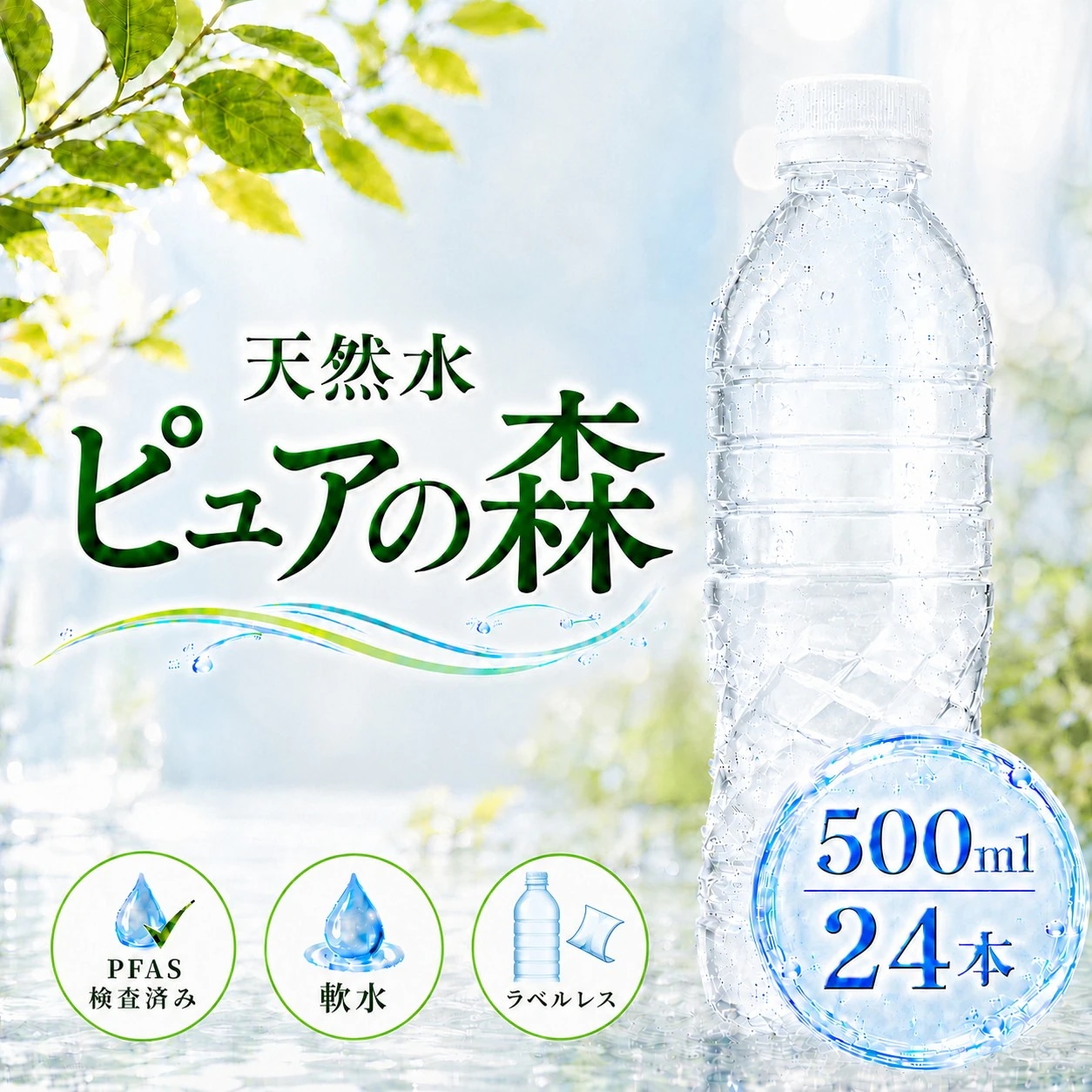 Qoo10] ピュアの森 超特価!!ラベルレス 1ケース 国産 ミ : 飲料