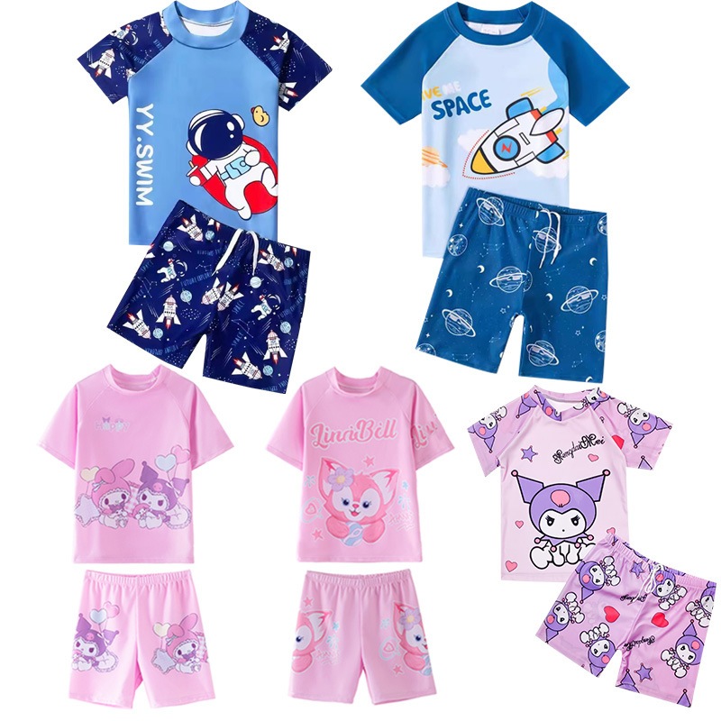 (2024NEW)女の子水着小さな女の子プリンセスかわいい学生ファッショナブルな漫画男の子子供スプリット速乾男の子水着